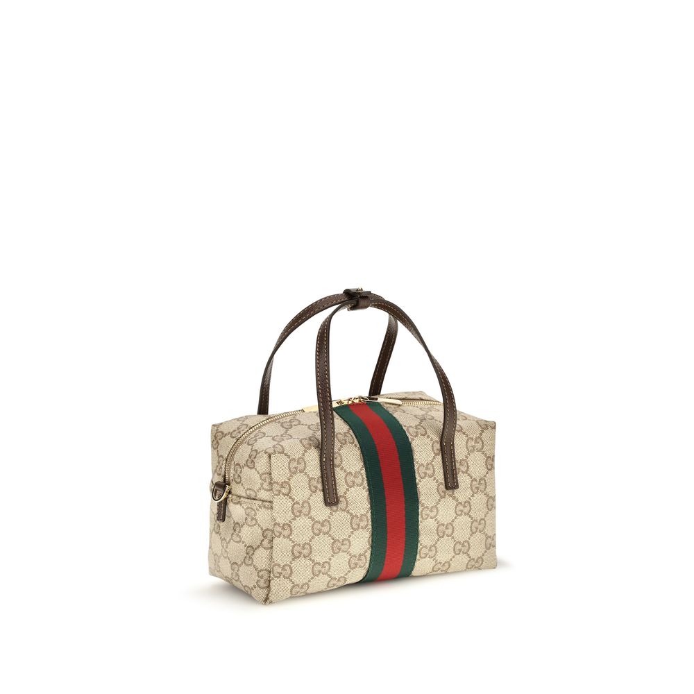 Gucci Mini Boston Handbag with Web Stripe in Beige