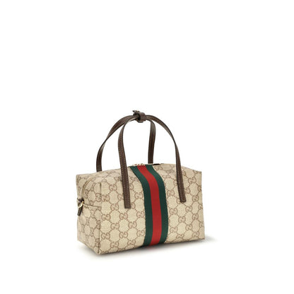 Gucci Mini Boston Handbag with Web Stripe in Beige