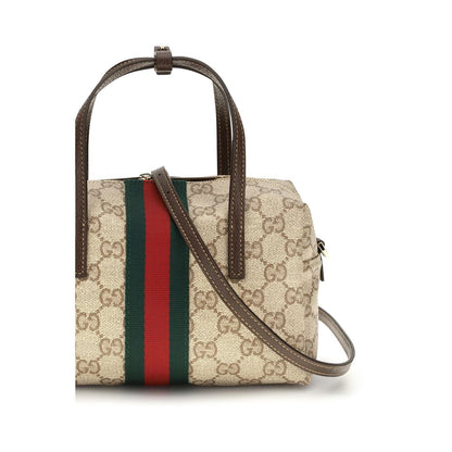 Gucci Mini Boston Handbag with Web Stripe in Beige