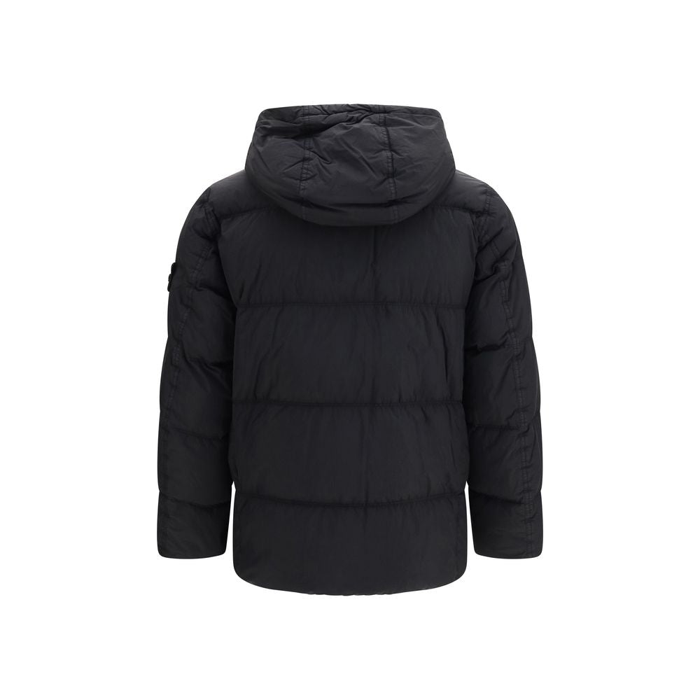 Stone Island Black Goose Down Full-Length Jacket - XXL