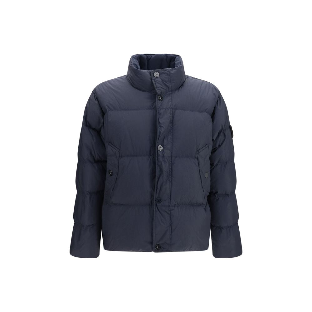 Stone Island Blue Polyamide Full-Length Puffer Jacket S