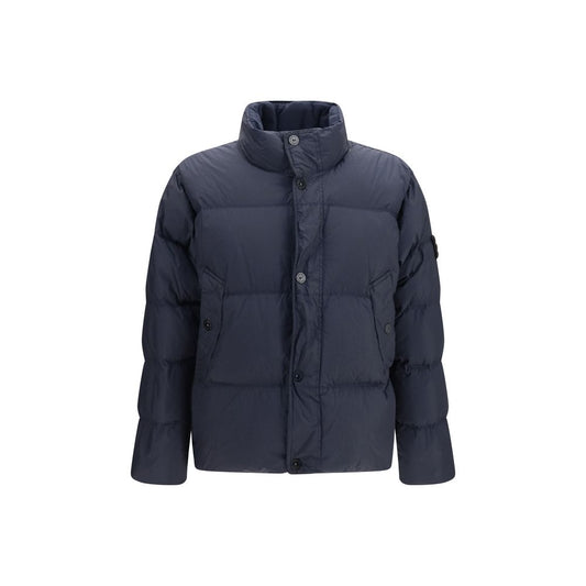 Stone Island Blue Polyamide Full-Length Puffer Jacket S