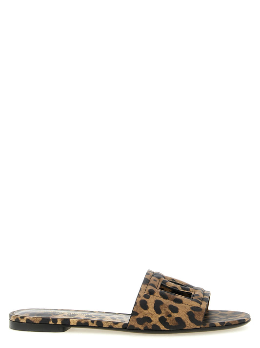 Dolce & Gabbana DG Cutout Leopard-Printed Slide Sandals