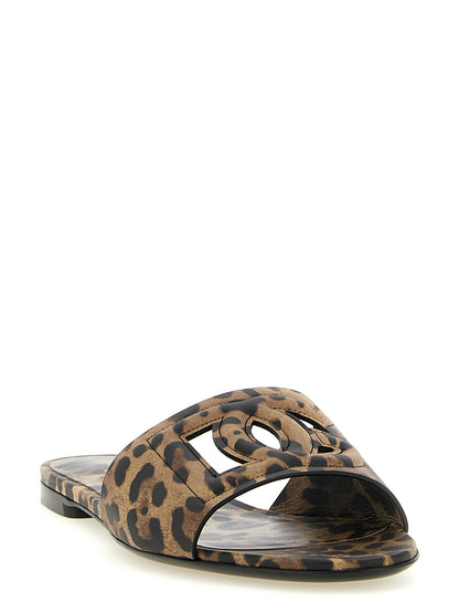Dolce & Gabbana DG Cutout Leopard-Printed Slide Sandals