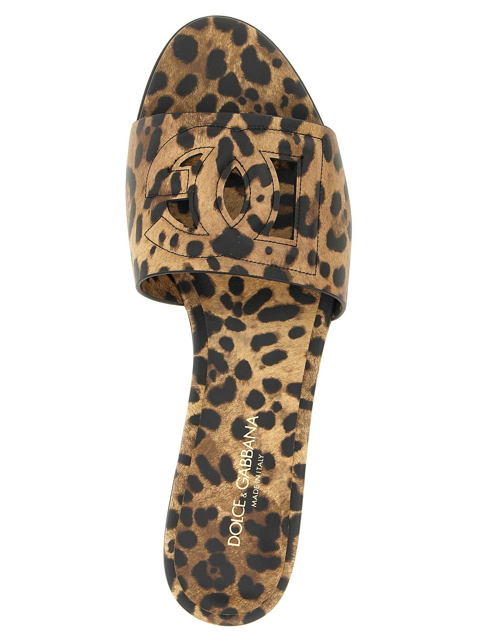 Dolce & Gabbana DG Cutout Leopard-Printed Slide Sandals