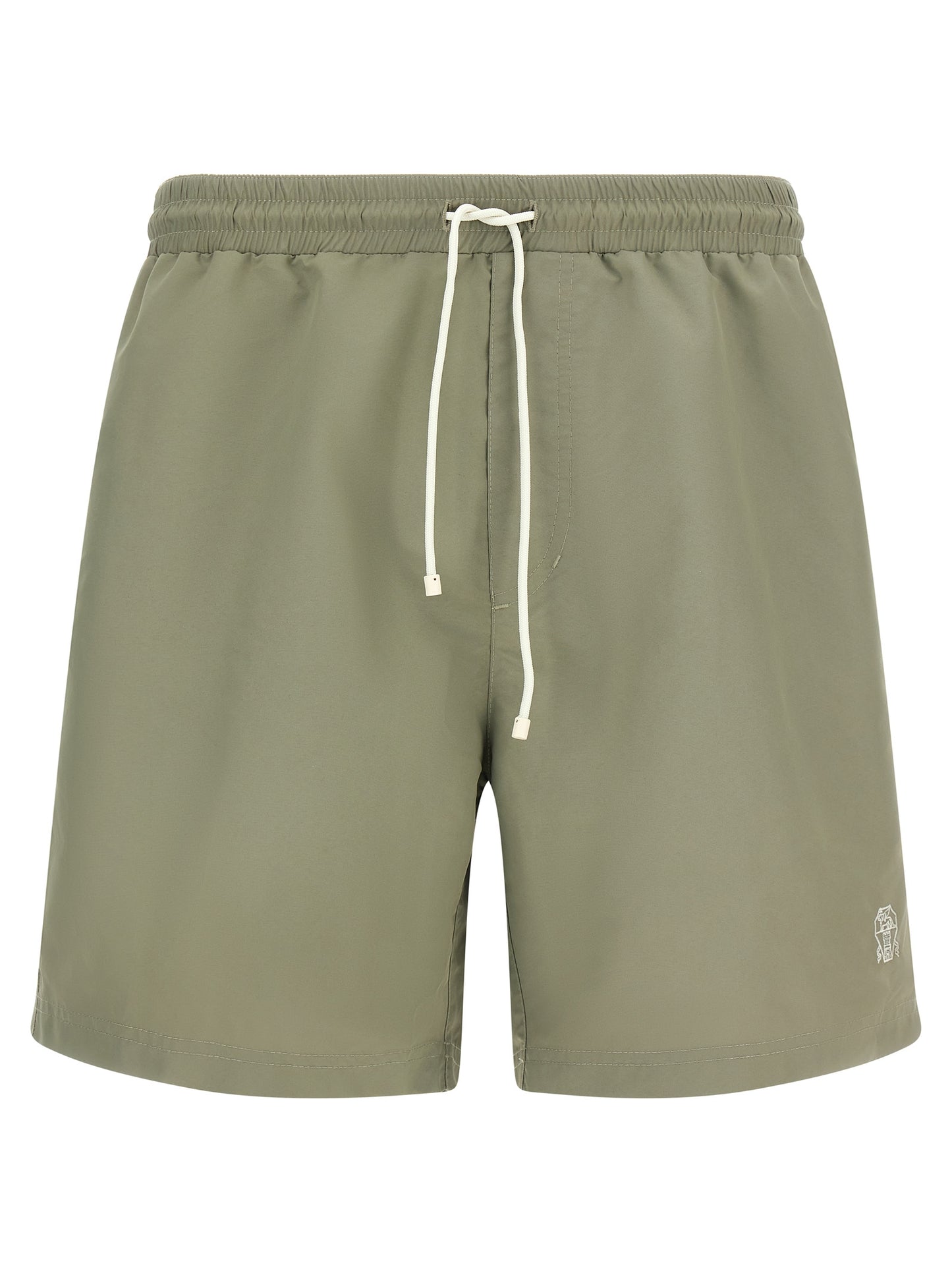 Brunello Cucinelli Bicolor Polyester Swim Shorts in Olive Green - XL