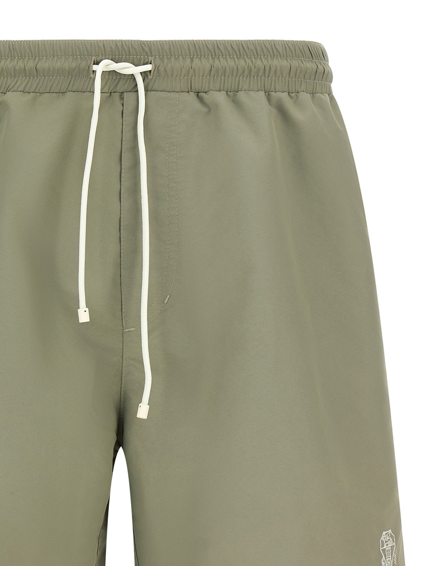 Brunello Cucinelli Bicolor Polyester Swim Shorts in Olive Green - XL