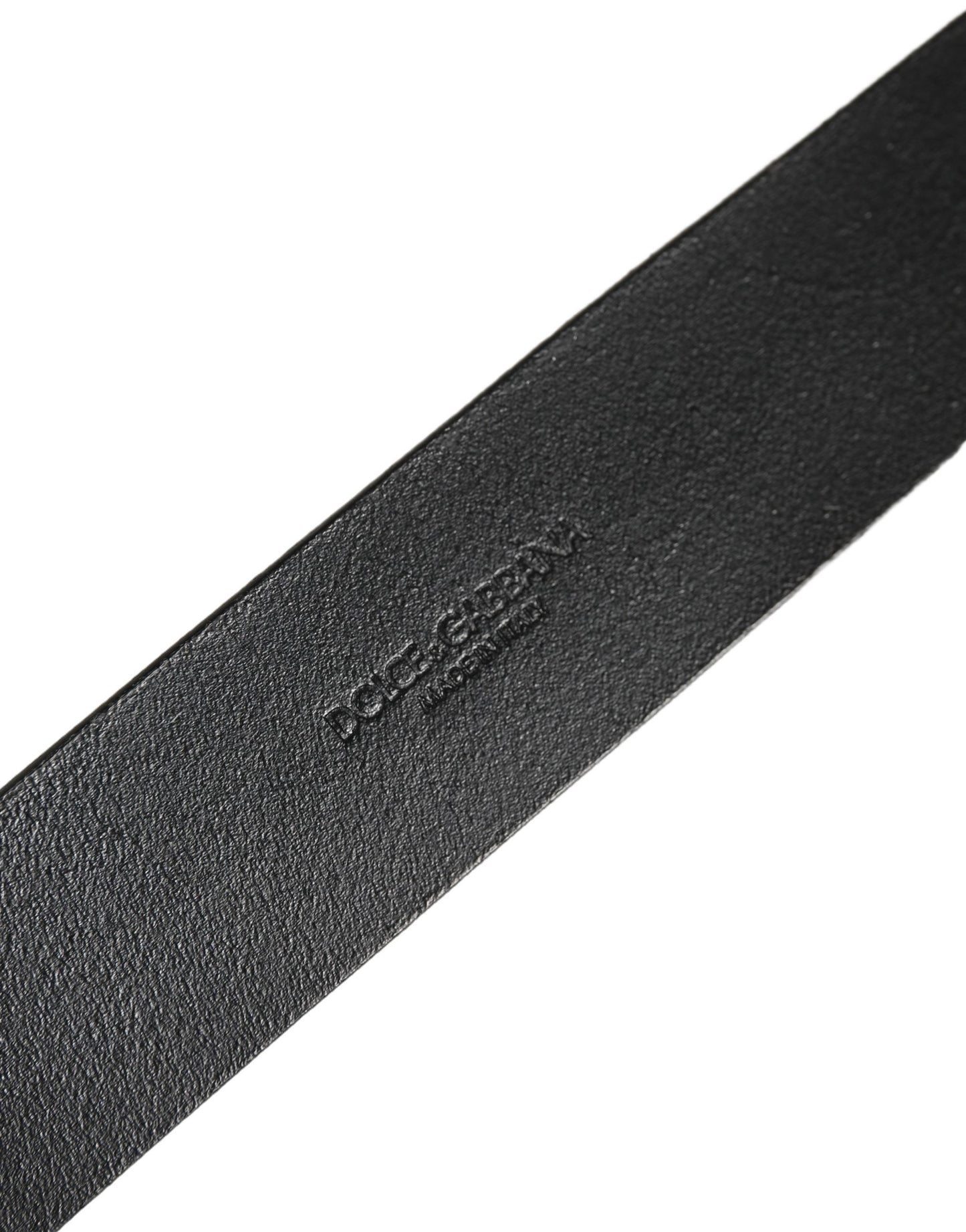 Dolce & Gabbana Black Leather Brushed Metal Buckle Men's Belt