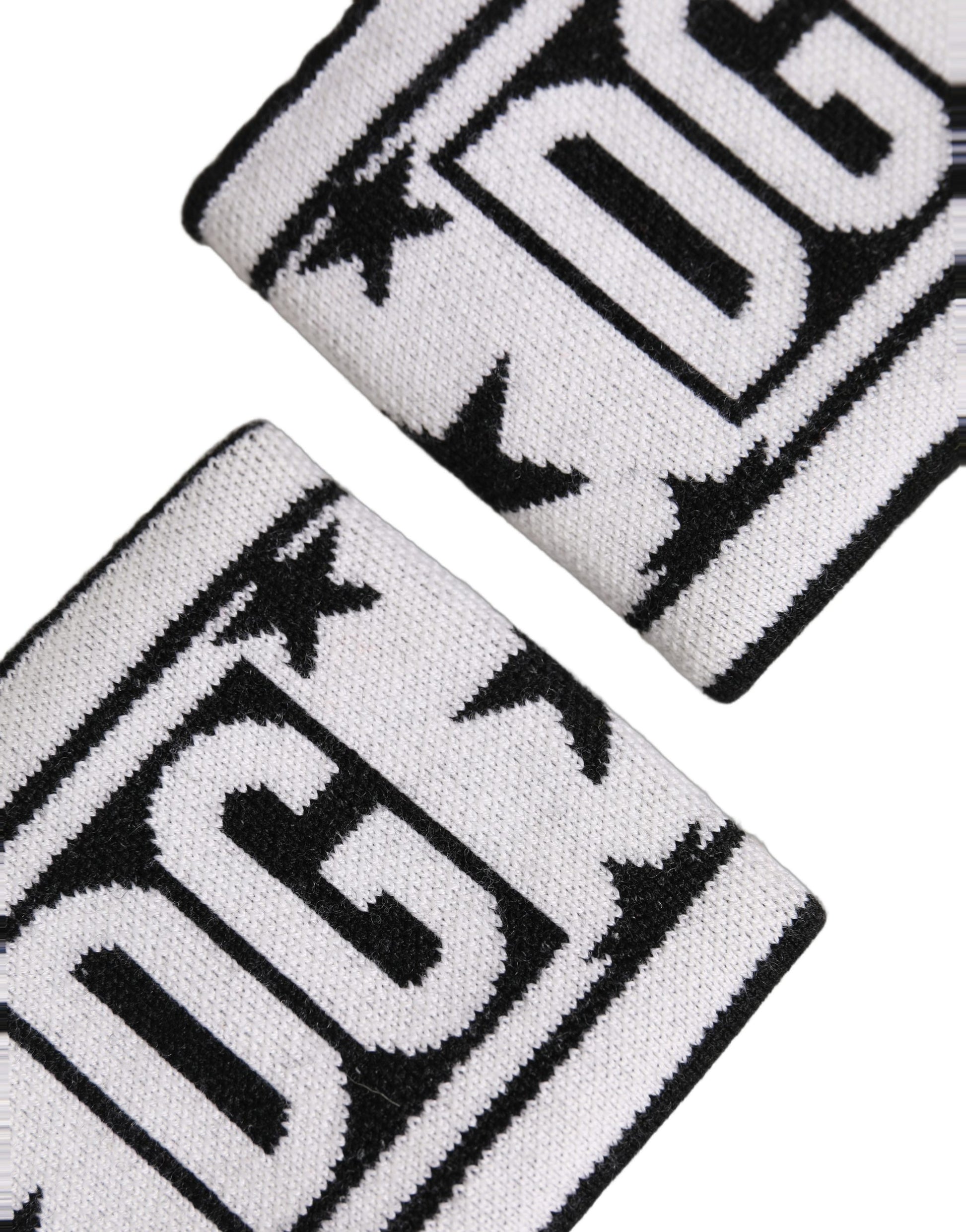 Dolce & Gabbana Men Set White Black Wool Logo Wristband