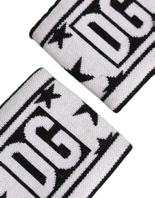 Dolce & Gabbana Men Set White Black Wool Logo Wristband