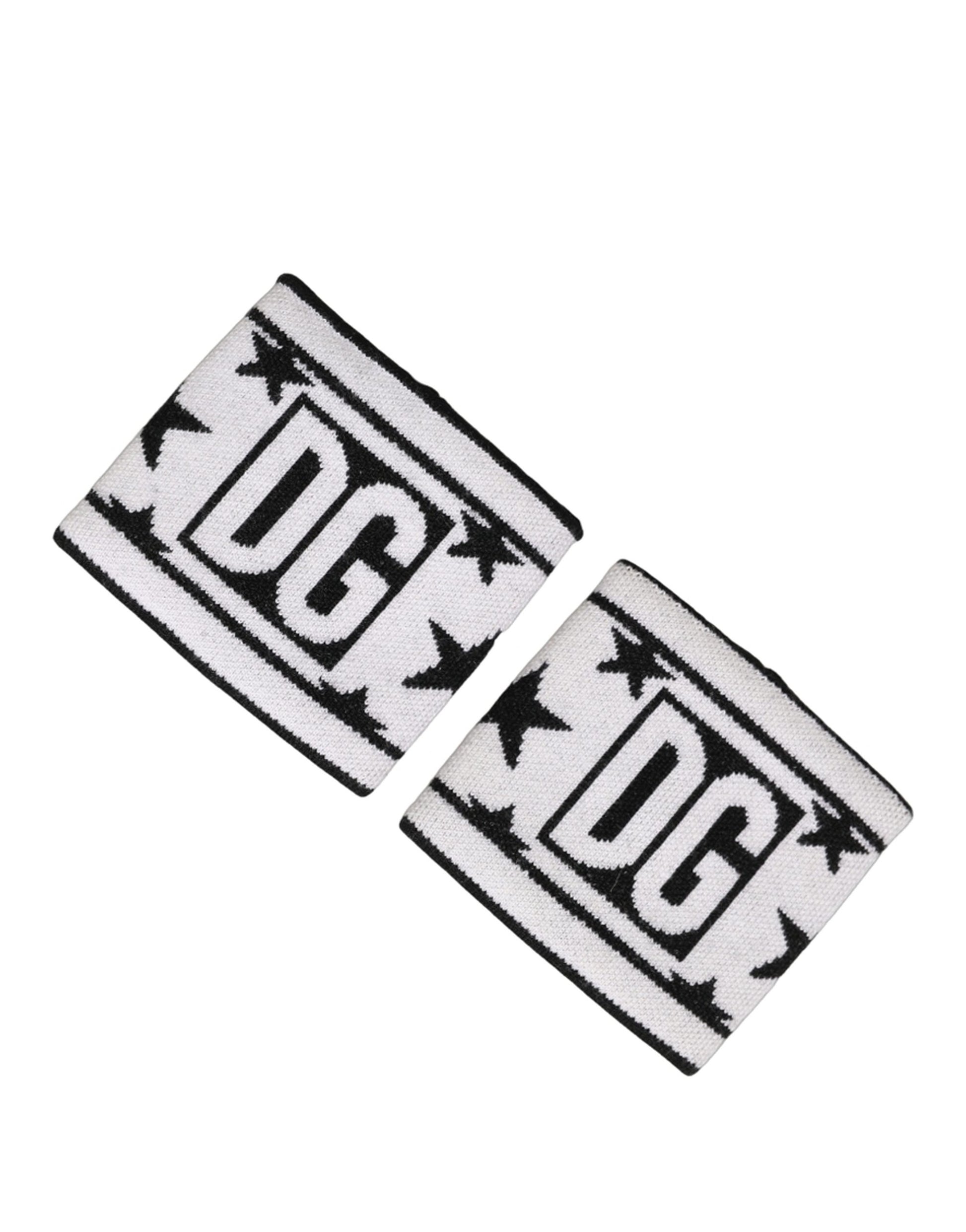 Dolce & Gabbana Men Set White Black Wool Logo Wristband