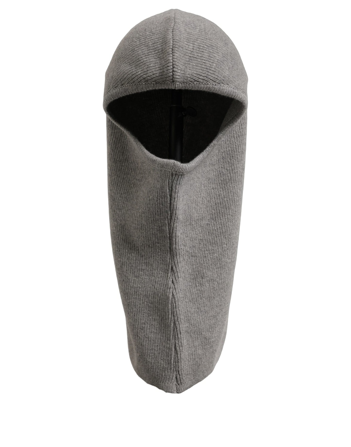 Dolce & Gabbana Men Grey Wool Ribbed Knit Balaclava Wrap Hat