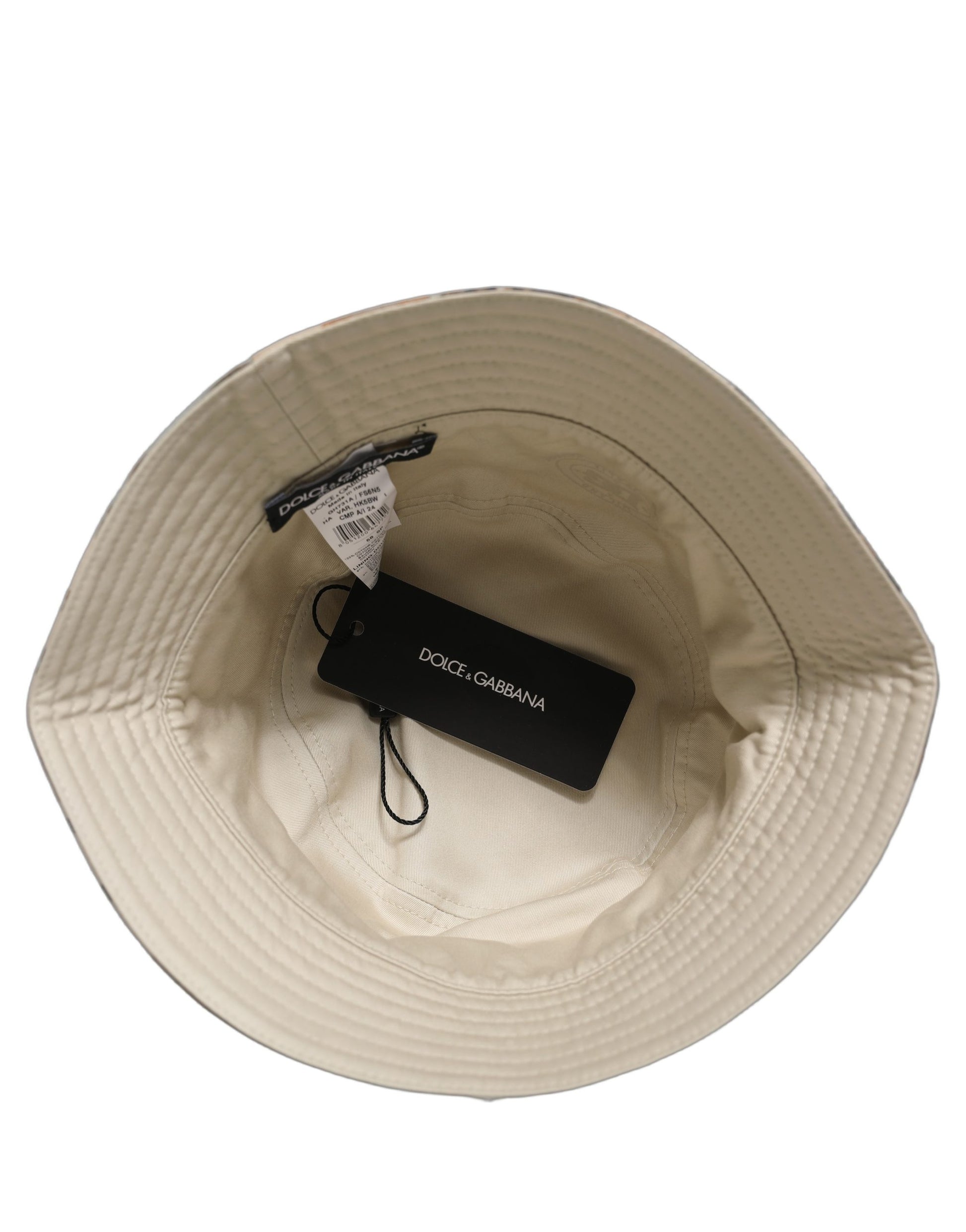 Dolce & Gabbana Men Beige Floral Wide Brim Bucket Hat