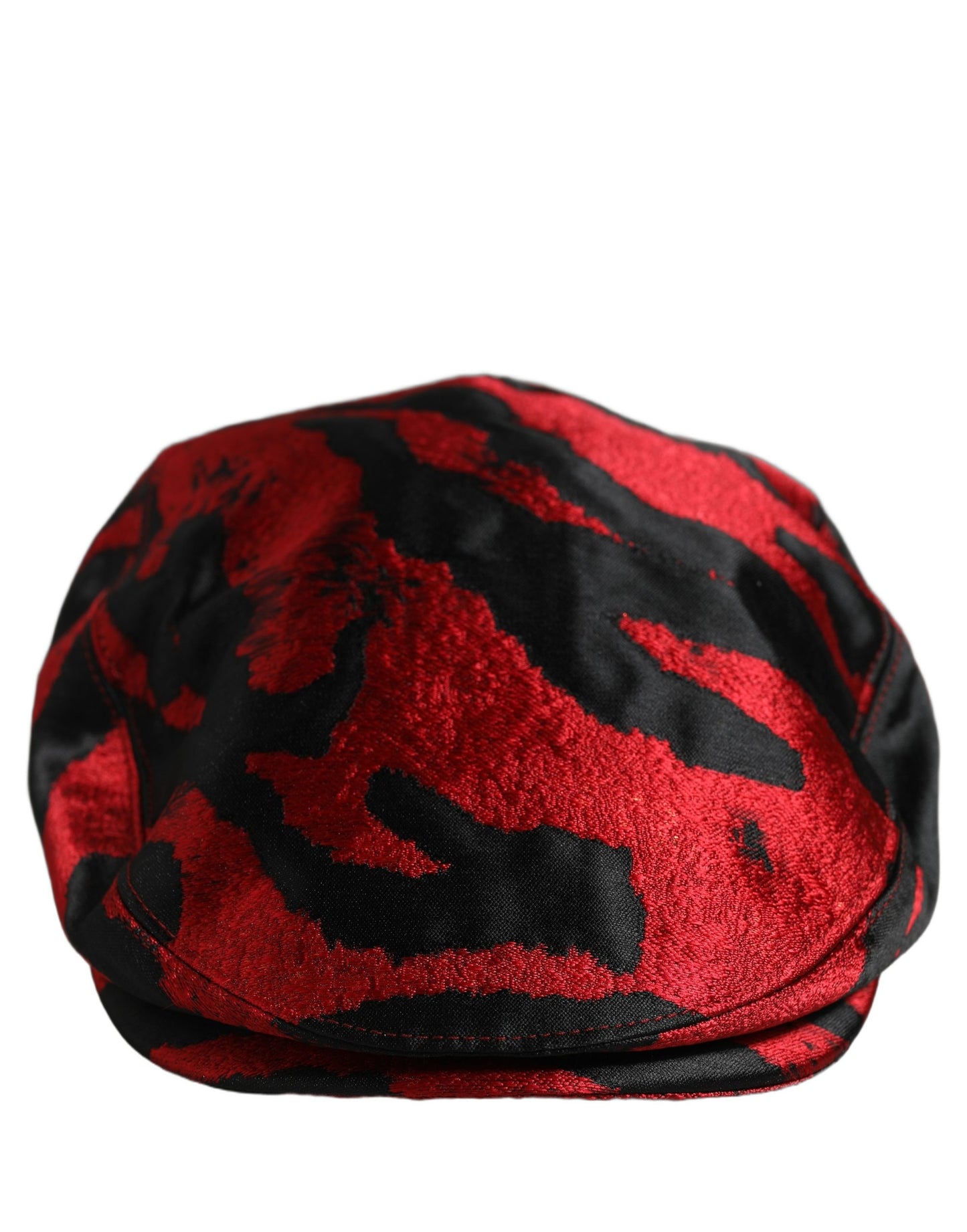 Dolce & Gabbana Men Red Black Stripe Cotton Newsboy Cap