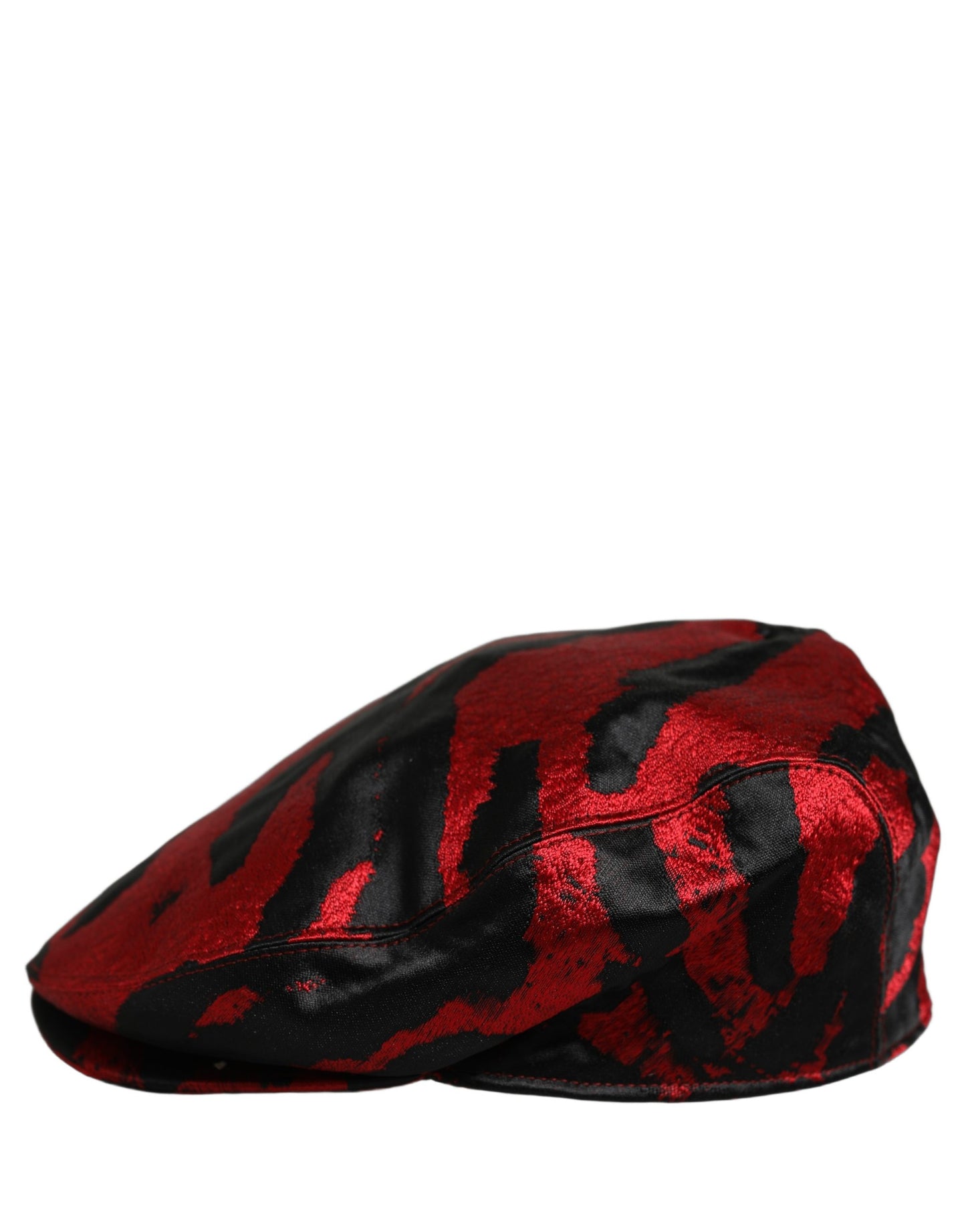 Dolce & Gabbana Men Red Black Stripe Cotton Newsboy Cap
