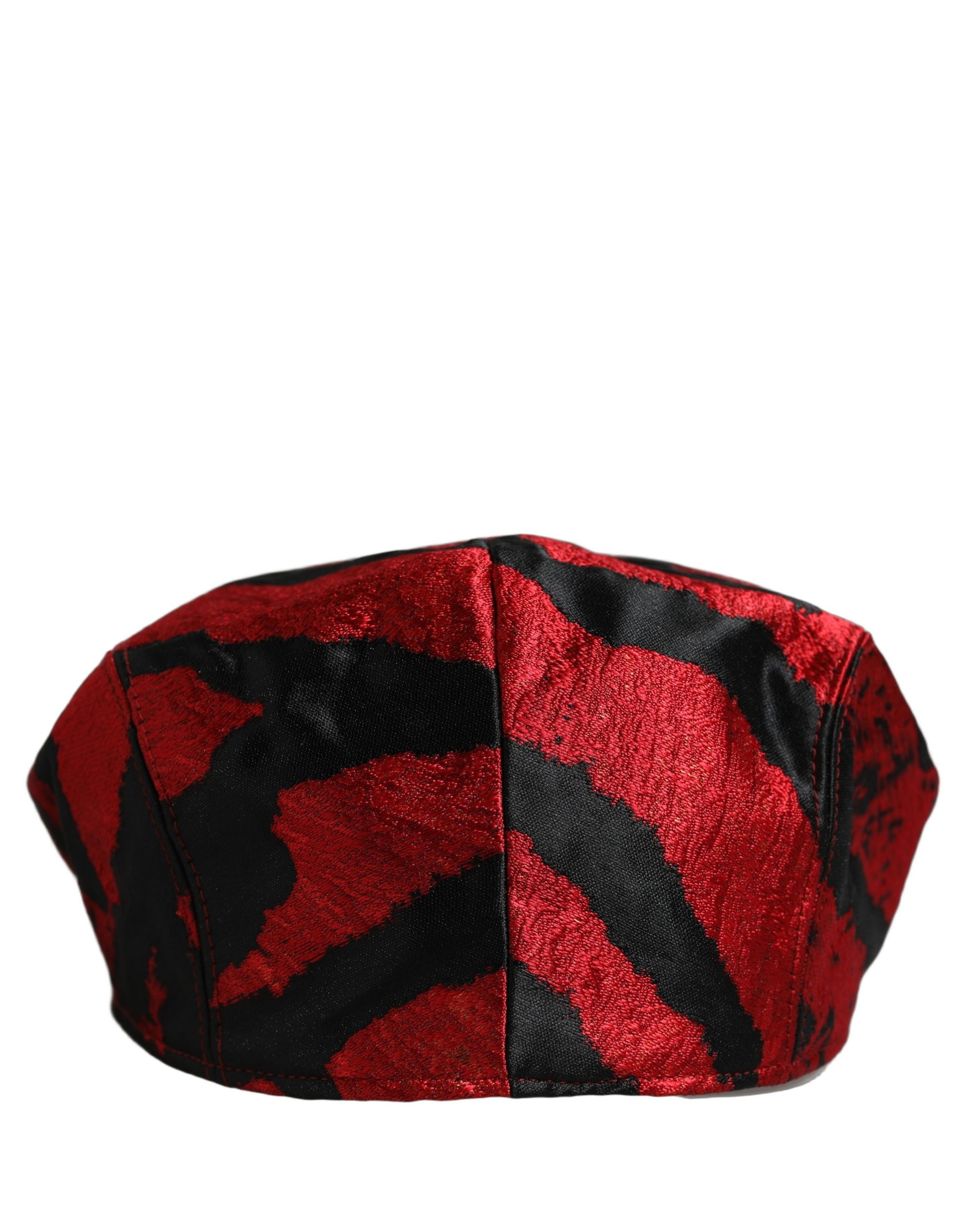 Dolce & Gabbana Men Red Black Stripe Cotton Newsboy Cap