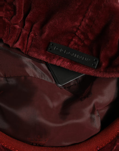 Dolce & Gabbana Men Dark Red Cotton Newsboy Cap