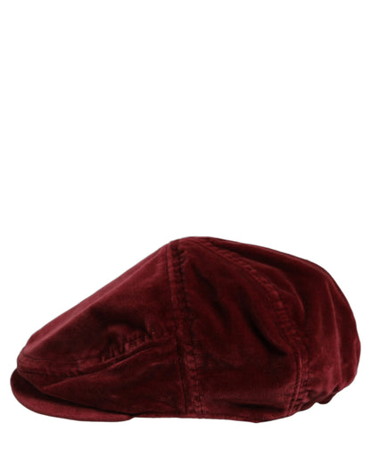 Dolce & Gabbana Men Dark Red Cotton Newsboy Cap