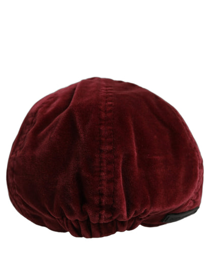 Dolce & Gabbana Men Dark Red Cotton Newsboy Cap