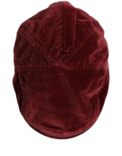 Dolce & Gabbana Men Dark Red Cotton Newsboy Cap