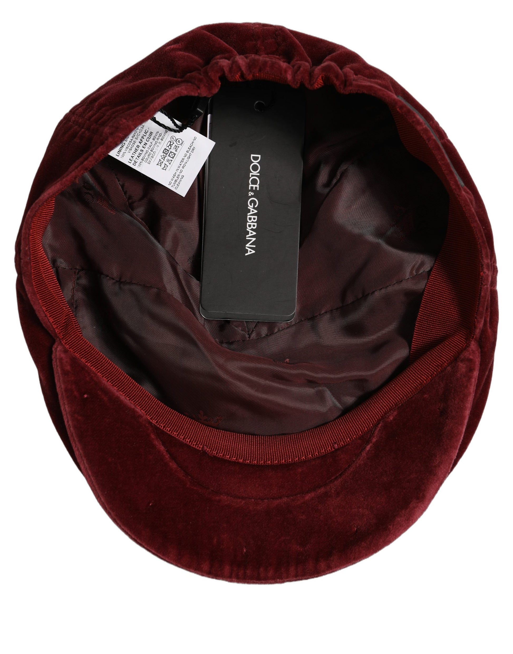 Dolce & Gabbana Men Dark Red Cotton Newsboy Cap