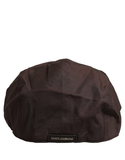 Dolce & Gabbana Men Brown Cotton and Silk Newsboy Cap