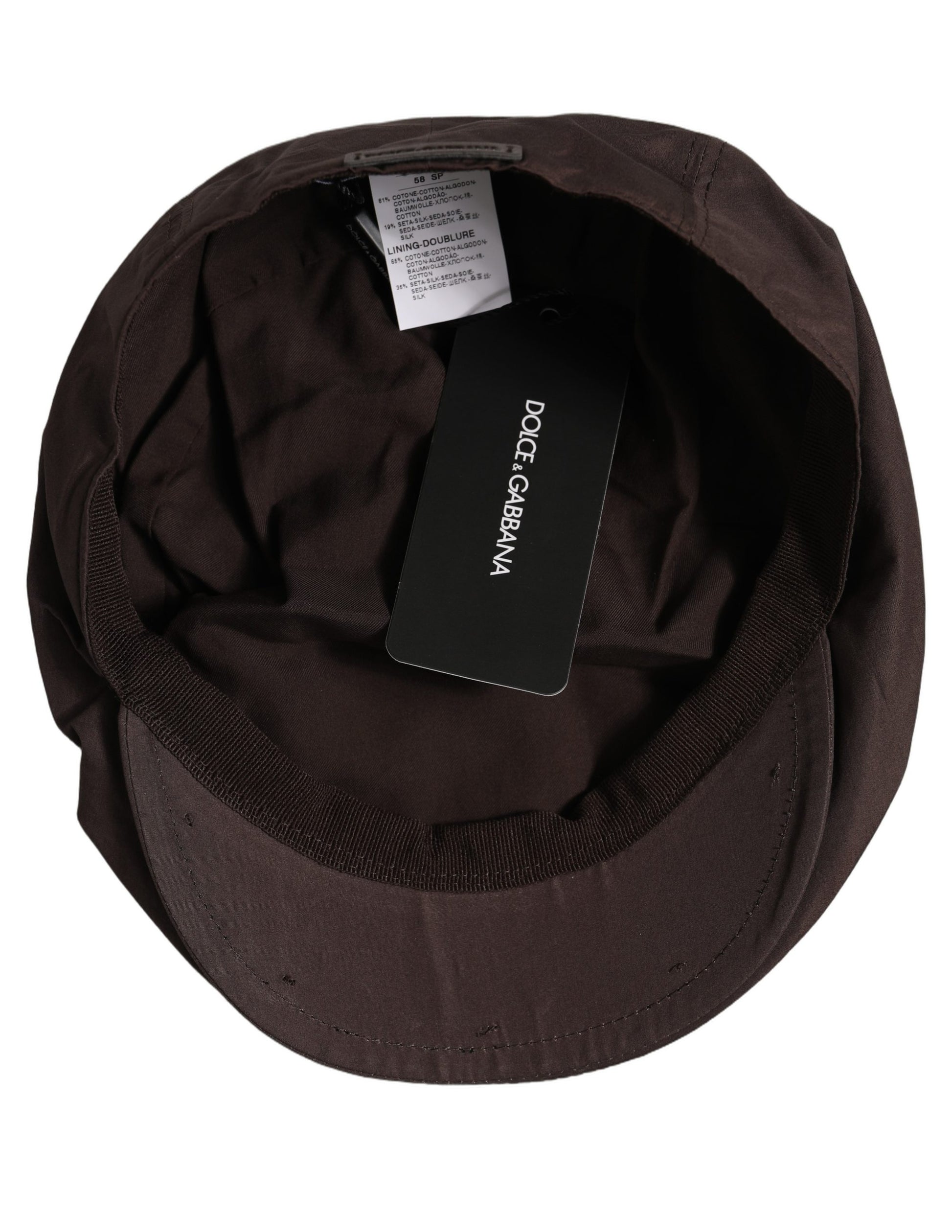 Dolce & Gabbana Men Brown Cotton and Silk Newsboy Cap