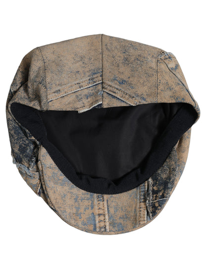 Dolce & Gabbana Brown Cotton Denim Newsboy Cap