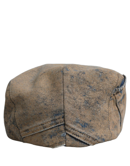 Dolce & Gabbana Brown Cotton Denim Newsboy Cap