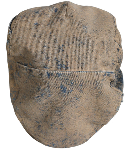 Dolce & Gabbana Brown Cotton Denim Newsboy Cap