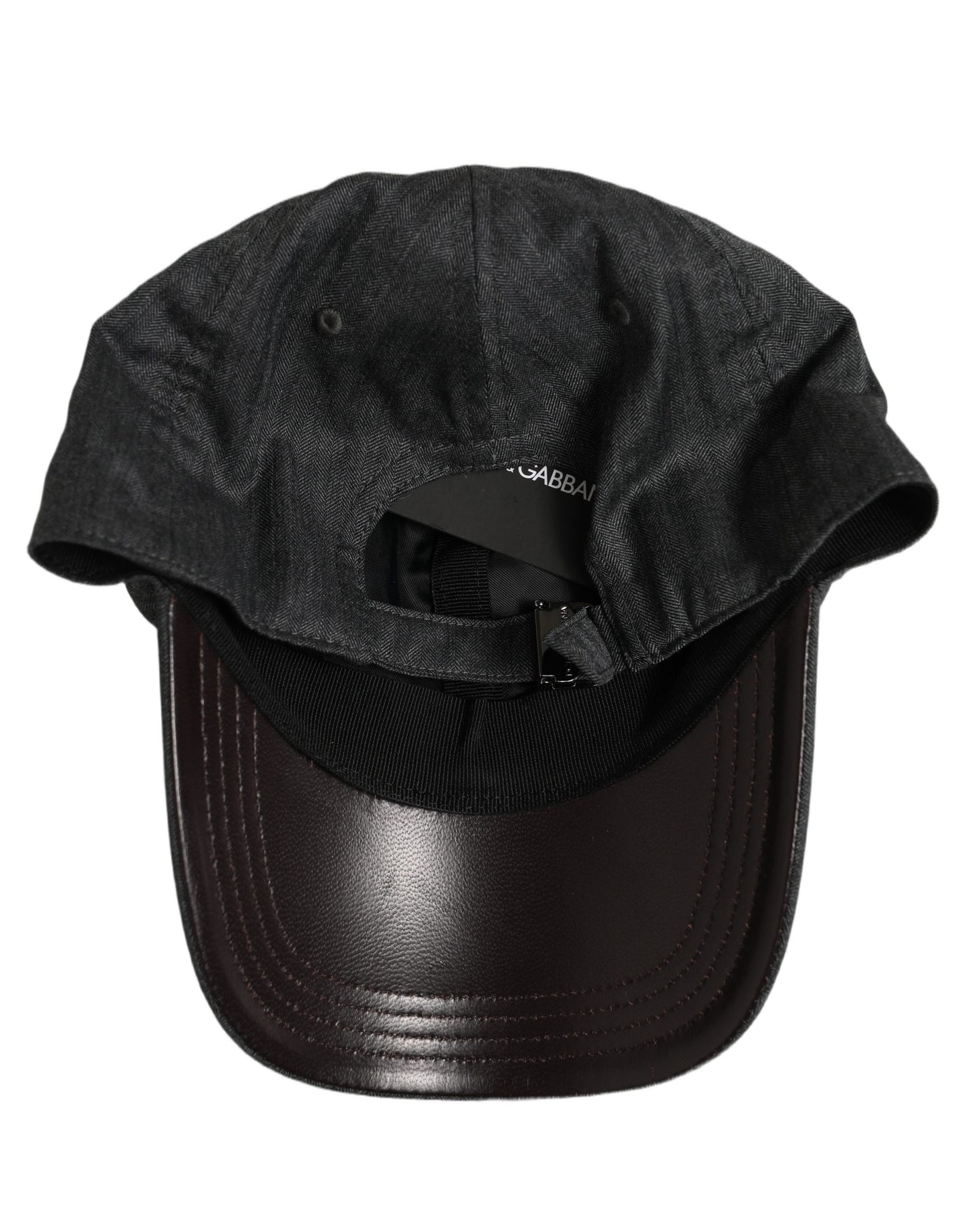 Dolce & Gabbana Men Dark Gray Herringbone Cotton Baseball Cap