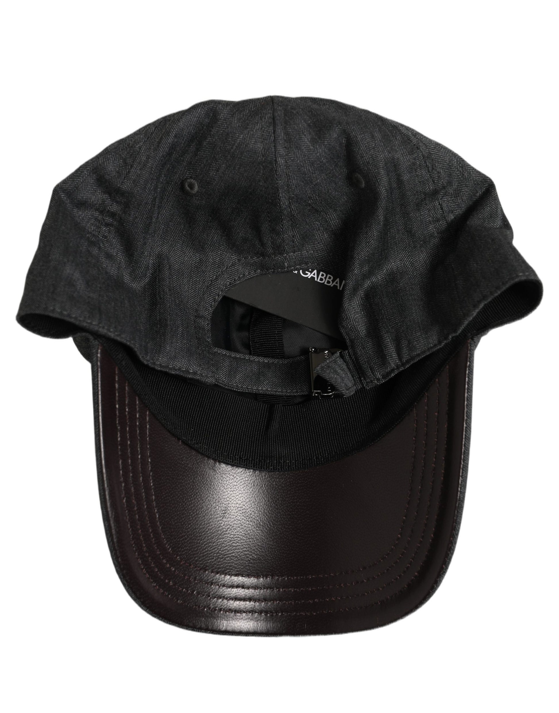 Dolce & Gabbana Men Dark Gray Herringbone Cotton Baseball Cap