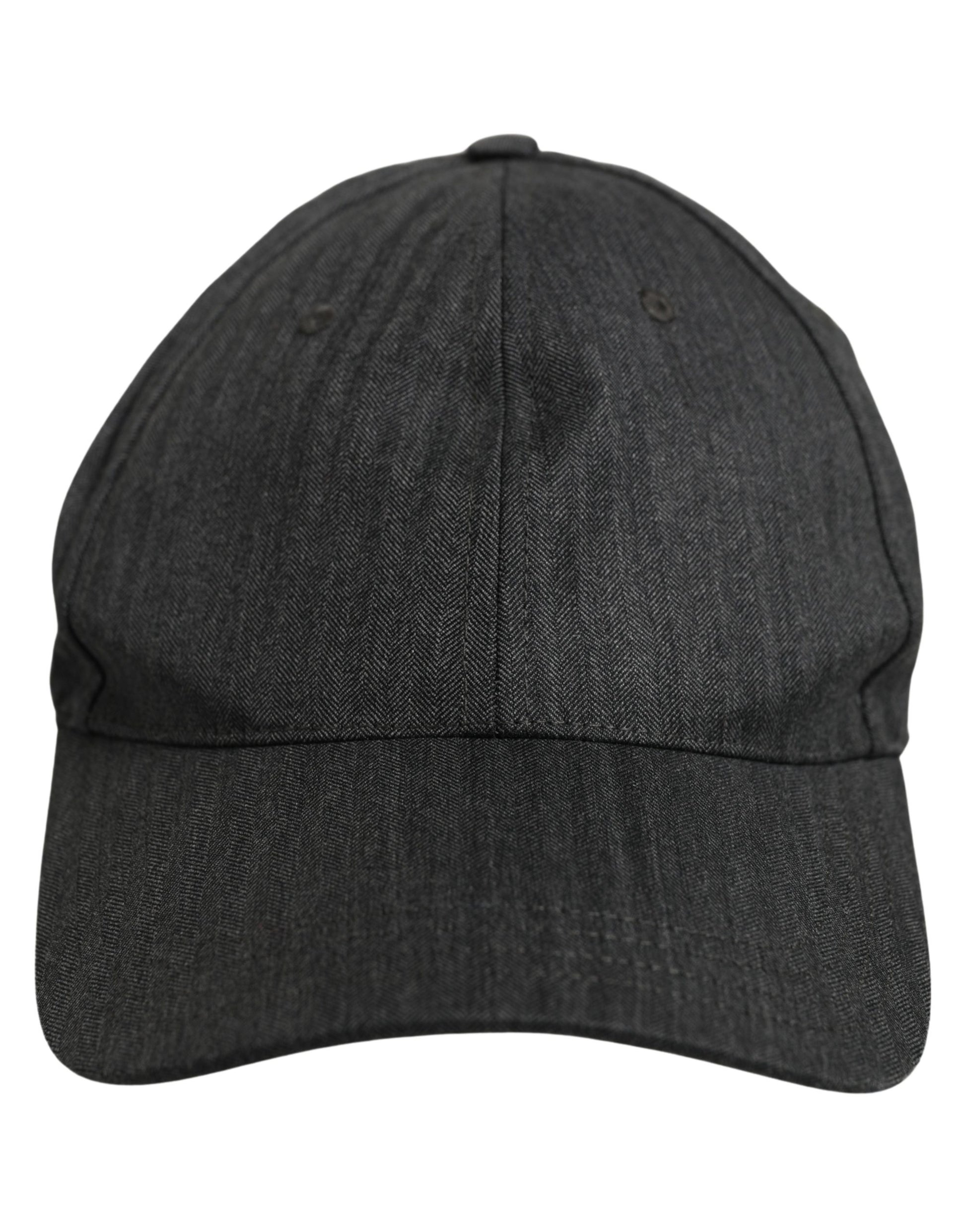 Dolce & Gabbana Men Dark Gray Herringbone Cotton Baseball Cap