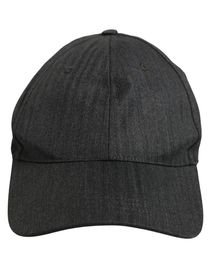 Dolce & Gabbana Men Dark Gray Herringbone Cotton Baseball Cap