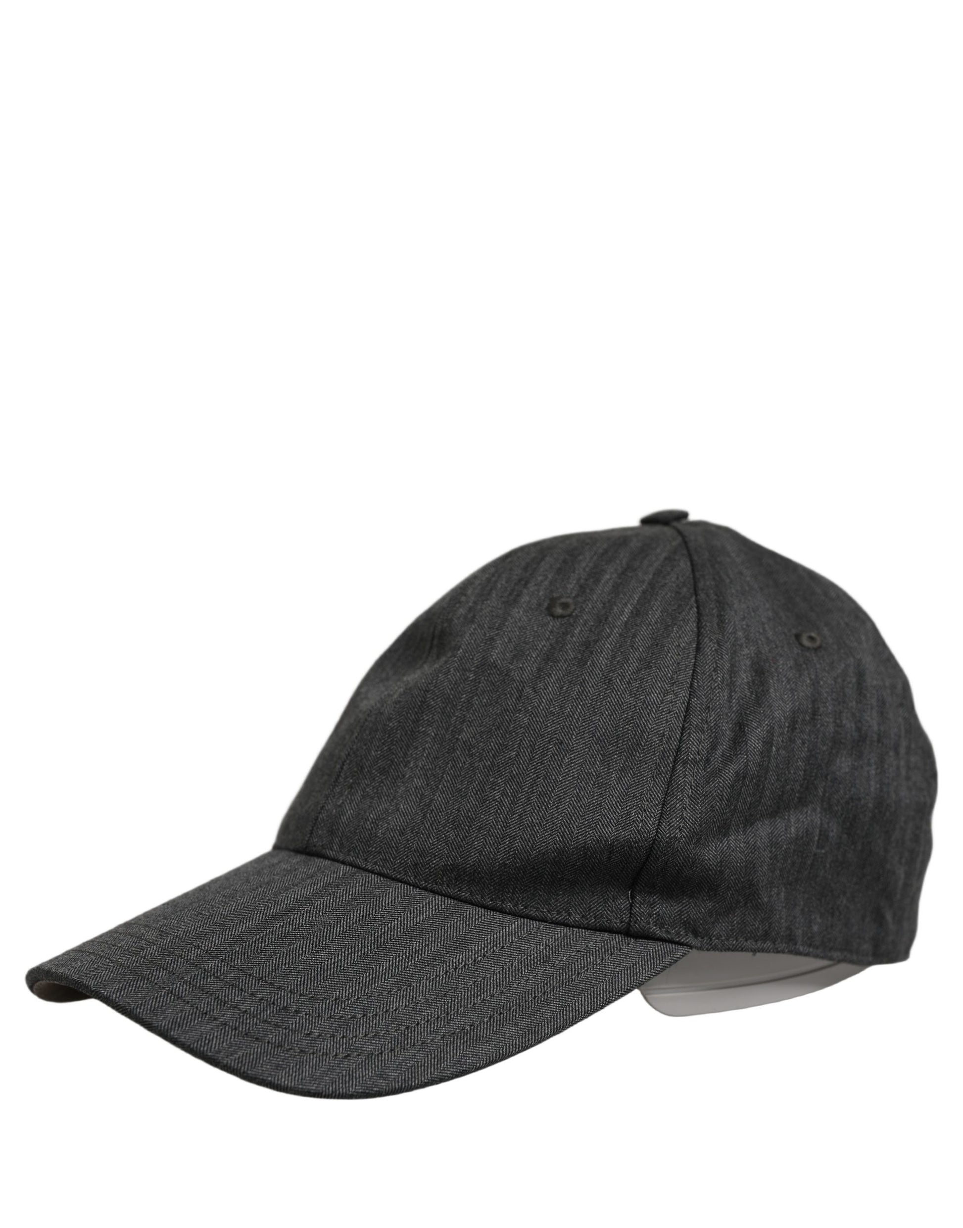 Dolce & Gabbana Men Dark Gray Herringbone Cotton Baseball Cap