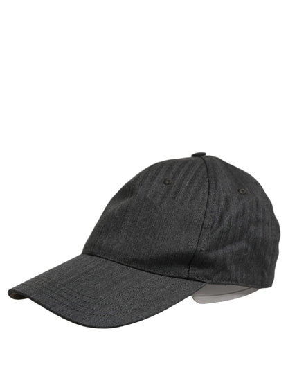 Dolce & Gabbana Men Dark Gray Herringbone Cotton Baseball Cap
