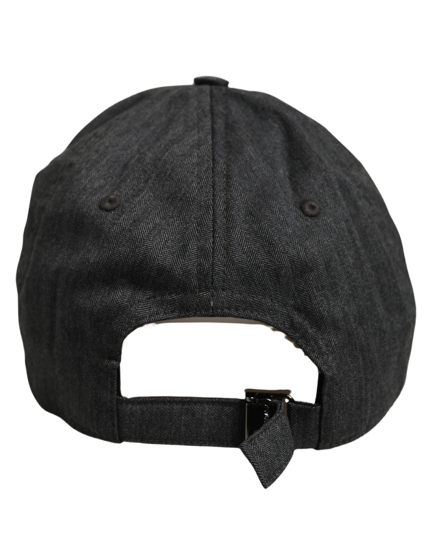 Dolce & Gabbana Men Dark Gray Herringbone Cotton Baseball Cap