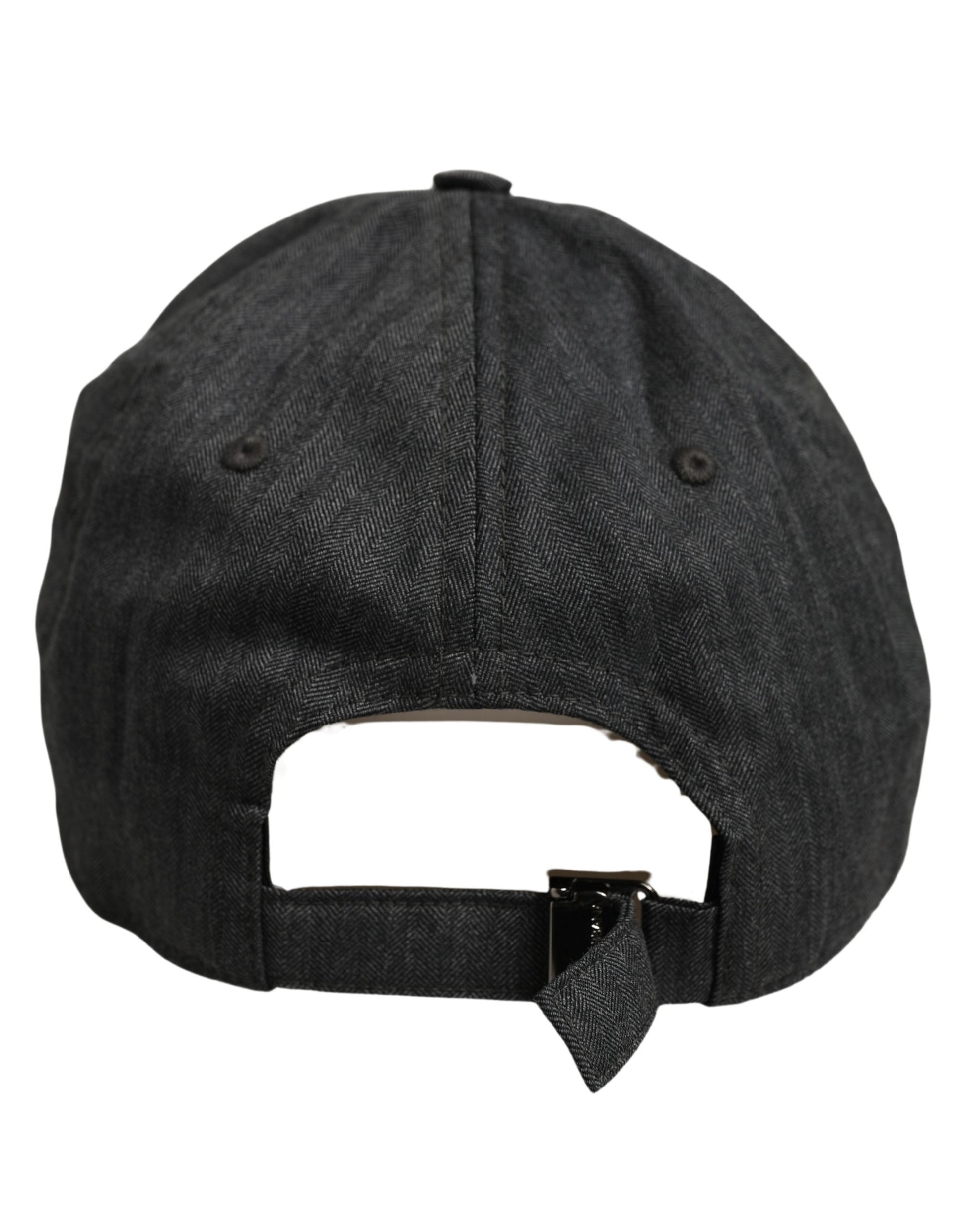 Dolce & Gabbana Men Dark Gray Herringbone Cotton Baseball Cap