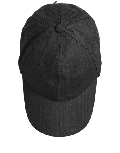 Dolce & Gabbana Men Dark Gray Herringbone Cotton Baseball Cap