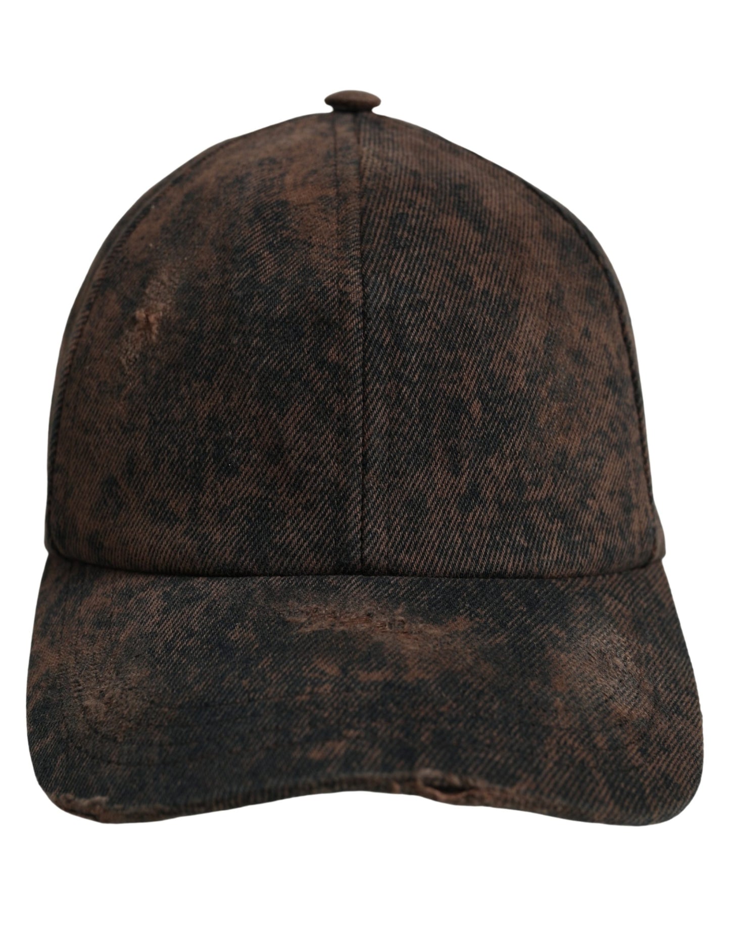 Dolce & Gabbana Men Brown Distressed Cotton Baseball Cap Hat