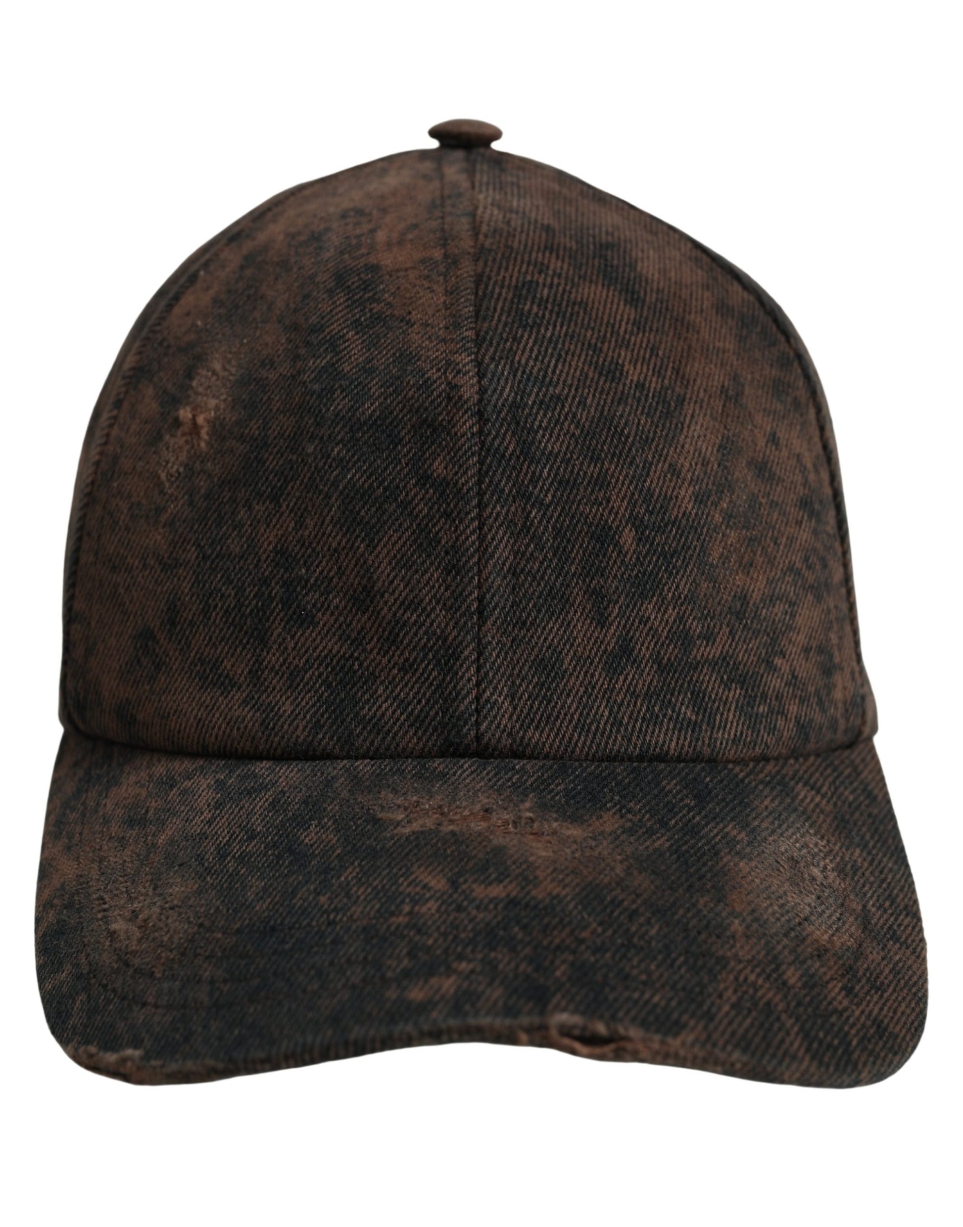 Dolce & Gabbana Men Brown Distressed Cotton Baseball Cap Hat