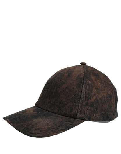 Dolce & Gabbana Men Brown Distressed Cotton Baseball Cap Hat