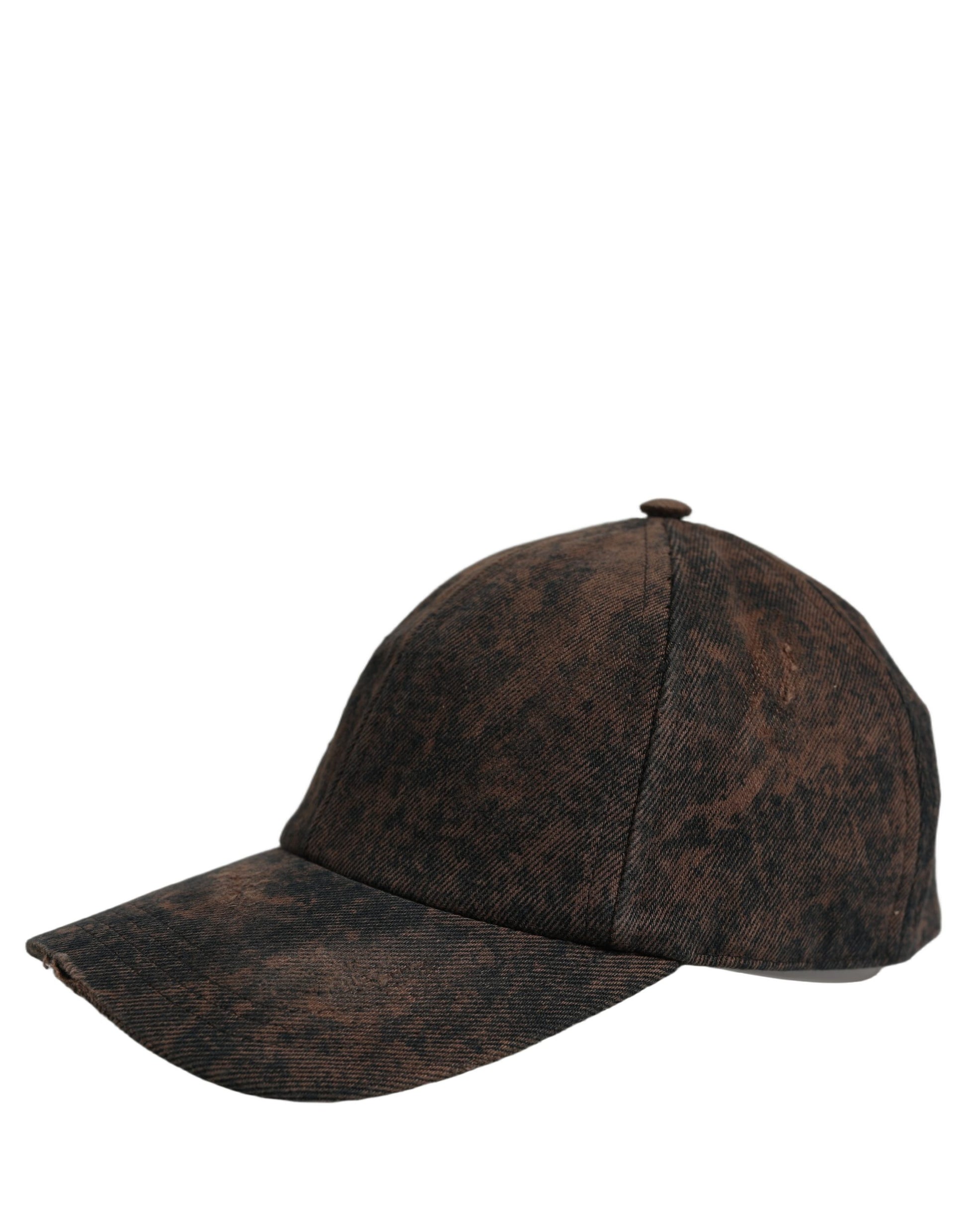 Dolce & Gabbana Men Brown Distressed Cotton Baseball Cap Hat