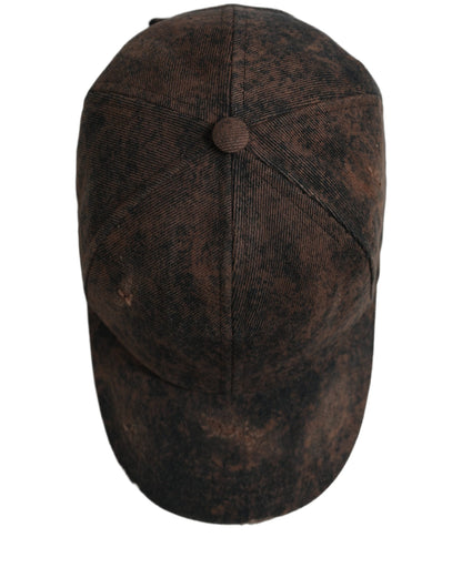 Dolce & Gabbana Men Brown Distressed Cotton Baseball Cap Hat