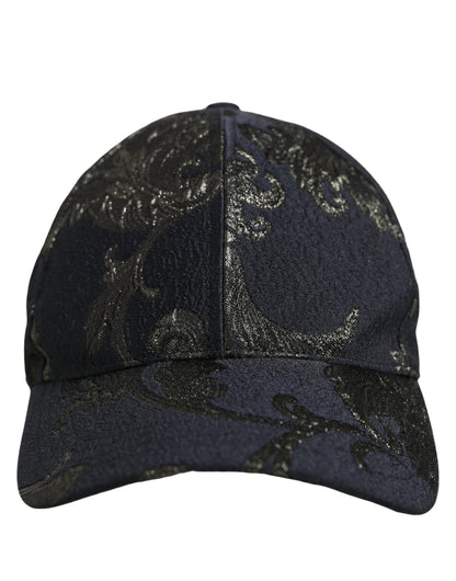 Dolce & Gabbana Men Black Floral Barocco Cotton Baseball Cap