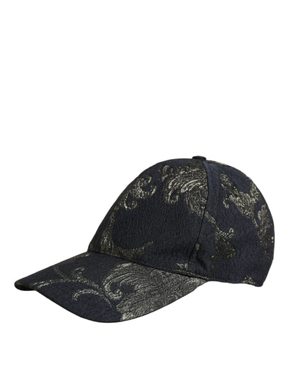 Dolce & Gabbana Men Black Floral Barocco Cotton Baseball Cap