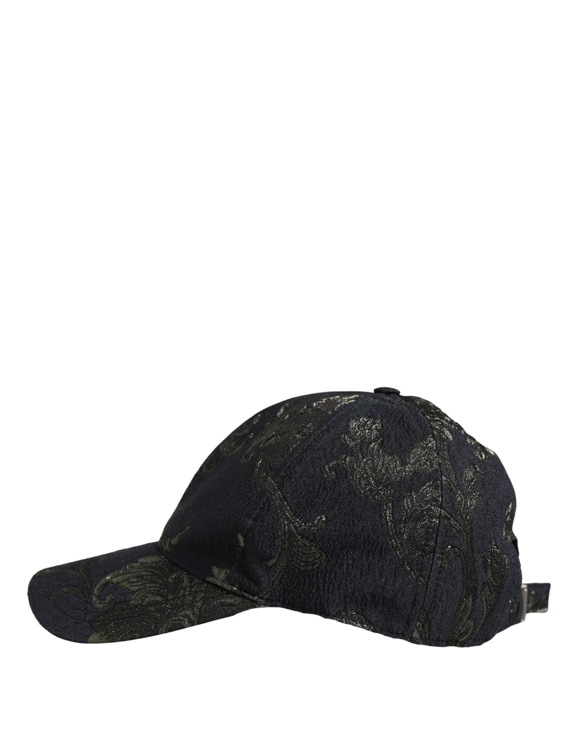 Dolce & Gabbana Men Black Floral Barocco Cotton Baseball Cap