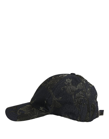 Dolce & Gabbana Men Black Floral Barocco Cotton Baseball Cap