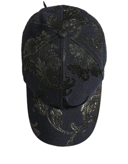 Dolce & Gabbana Men Black Floral Barocco Cotton Baseball Cap