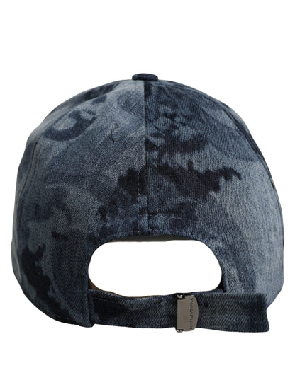 Dolce & Gabbana Men's Blue All Over Logo Cotton Baseball Cap Hat